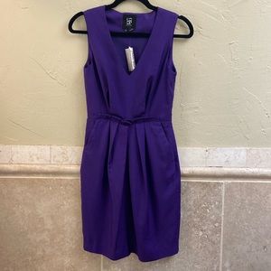 Barneys New York Rough silk Pleat Waist Purple Mini Dress size 0